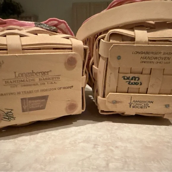 Longaberger Handmade Woven Baskets with Pink Accents Breast Cancer Awareness - Picture 4 of 4